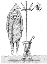 illustration of man on coat rack
